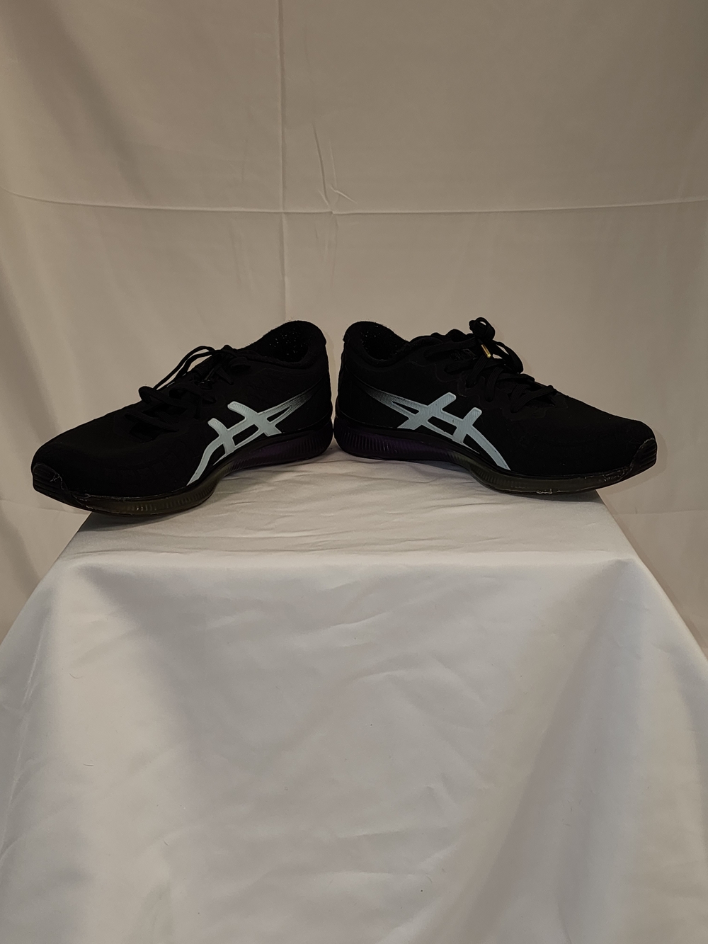 Asics Women's Black Sneakers with Light Blue Logo